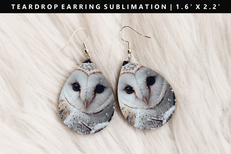 Owl Teardrop Earring Sublimation PNG Design