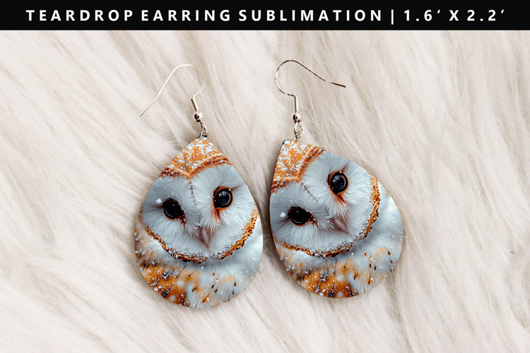 Owl Teardrop Earring Sublimation PNG Design