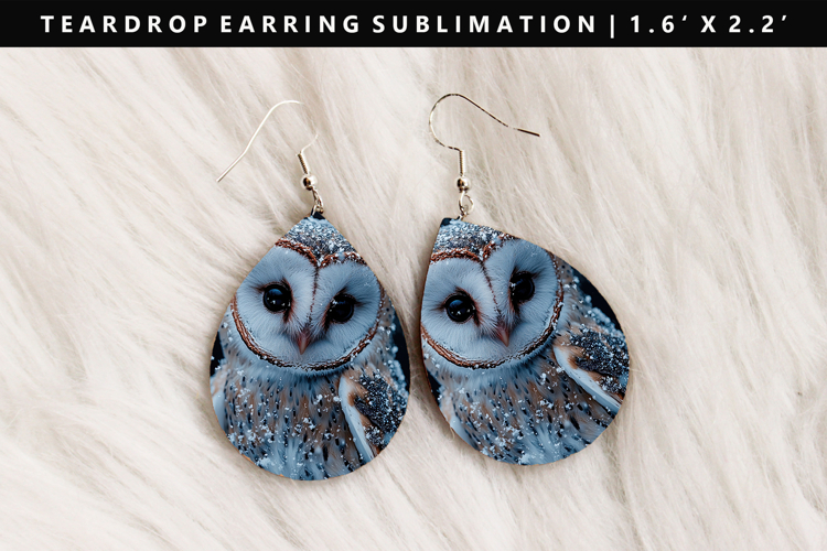 Owl Teardrop Earring Sublimation PNG Design