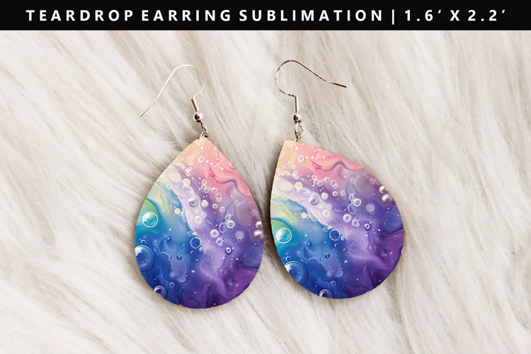 Rainbow Teardrop Earring Sublimation PNG Design