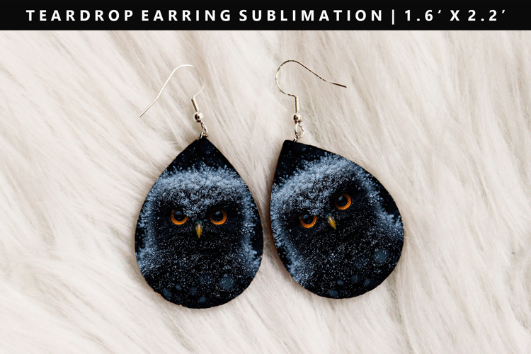 Owl Teardrop Earring Sublimation PNG Design