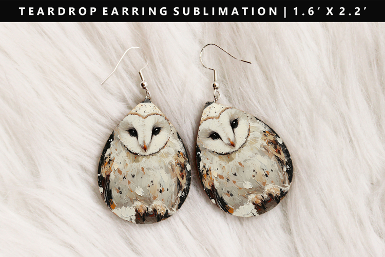 Owl Teardrop Earring Sublimation PNG Design