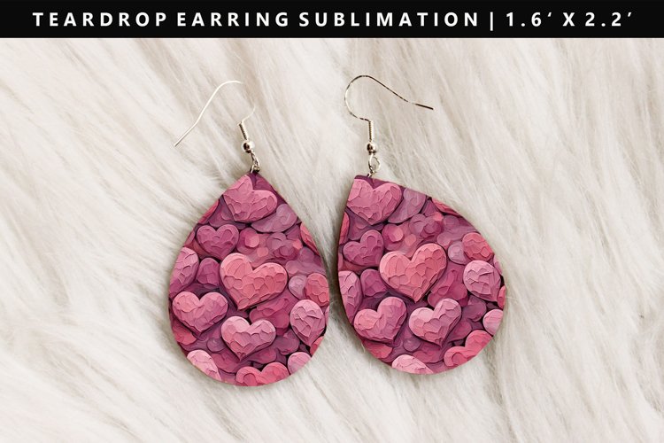Heart Teardrop Earring Sublimation PNG Design