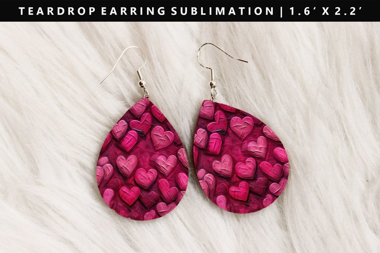 Heart Teardrop Earring Sublimation PNG Design