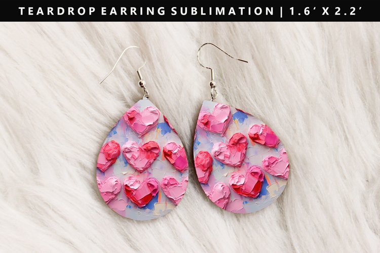 Heart Teardrop Earring Sublimation PNG Design