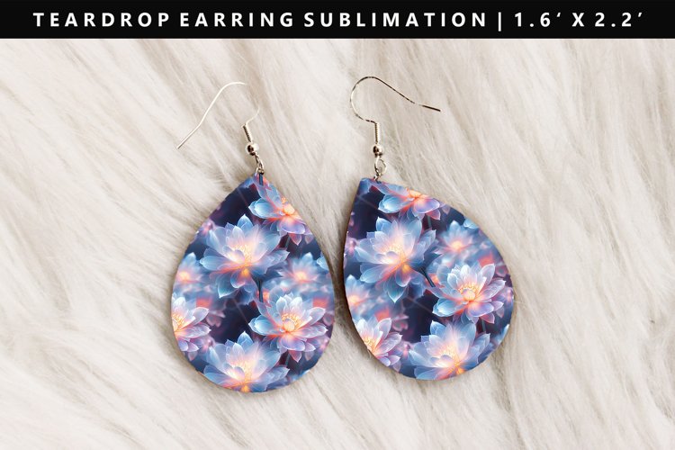 Flower Teardrop Earring Sublimation PNG Design