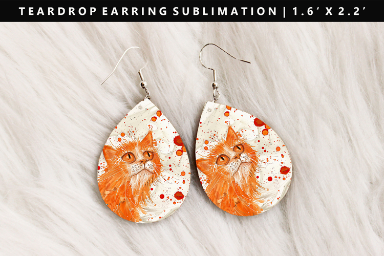 Colored Cats eardrop Earring Sublimation PNG Design example image 1
