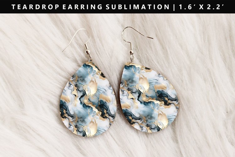 Alcohol Ink Teardrop Earring Sublimation PNG Design