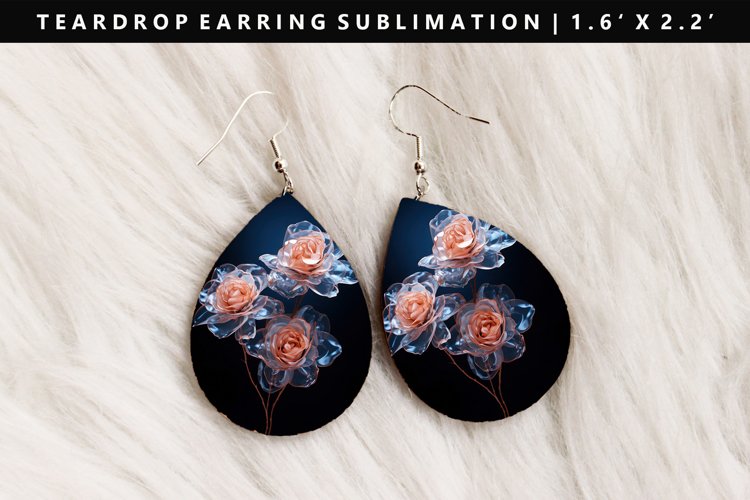 Flower Teardrop Earring Sublimation PNG Design