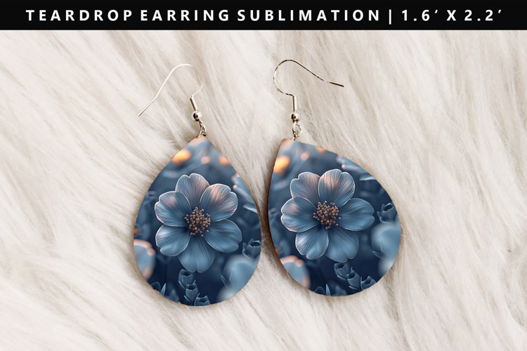 Flower Teardrop Earring Sublimation PNG Design