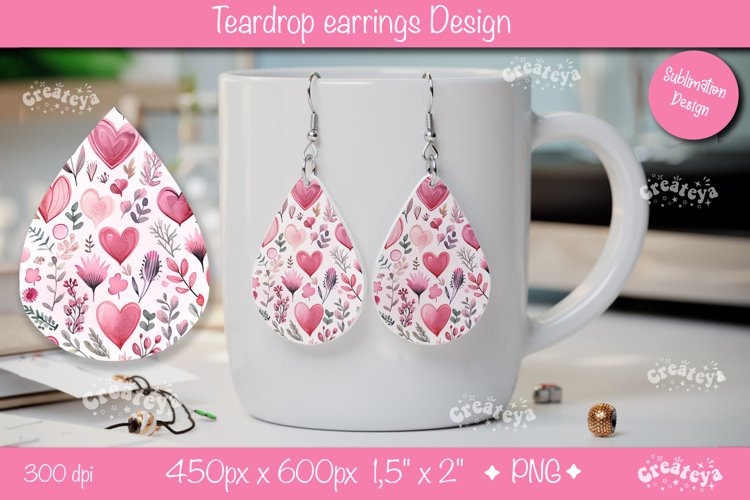 Flower teardrop earrings Valentine earring teardrop png