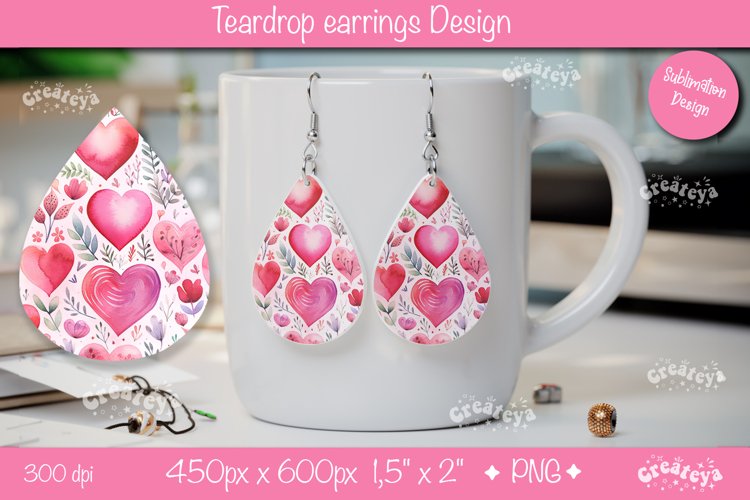 Flower teardrop earrings Valentine earring teardrop png