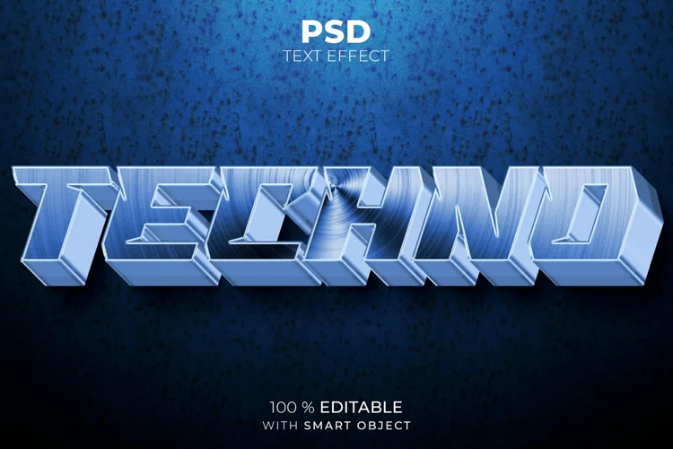 Techno 3D editable text effect