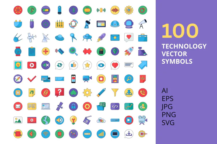 Technology Stoked 100 Vector Icons