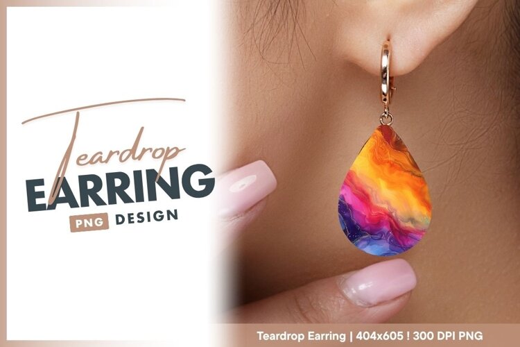 Abstract watercolor texture art with Teardrop Earring example image 1