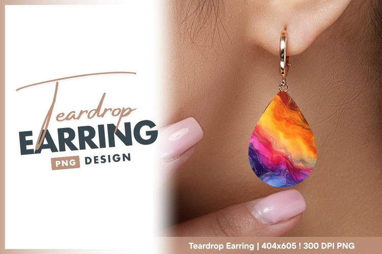 Abstract watercolor texture art with Teardrop Earring
