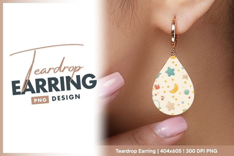 Whimsical Cartoon Pattern with Smiling teardrop earring example image 1