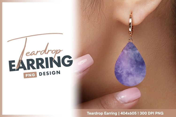Abstract Purple and Blue Watercolor teardrop earring