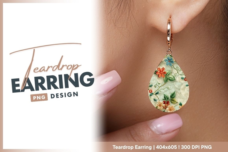 Floral Pattern with Embossed Flowers and teardrop earring