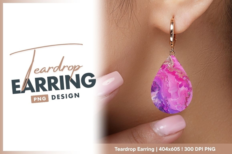 Abstract Fluid Art in Pink and Purple teardrop earring