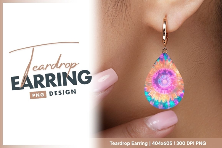 Teardrop Earring Png Shape Tie Dye Design
