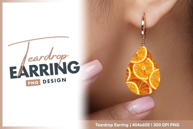 Orange Slices In A Teardrop Shape Teardrop Earring Png