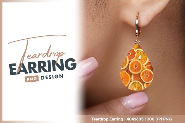 Orange Slice Teardrop Earring Png