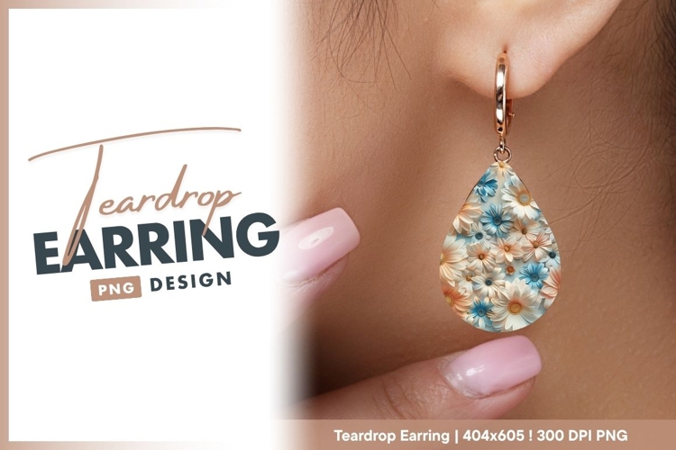 Elegant Floral Teardrop Earring Png