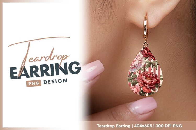 Floral Teardrop Earring Png