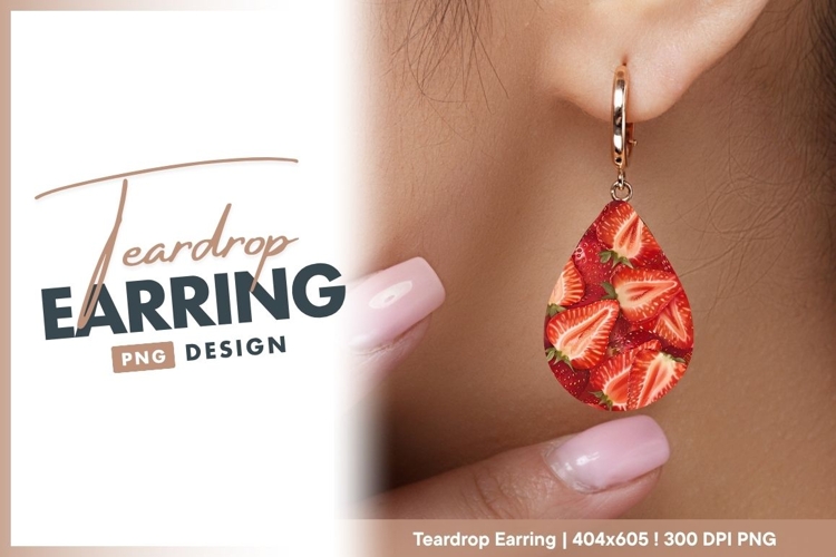 Strawberry Fruit Pattern Teardrop Earring Png
