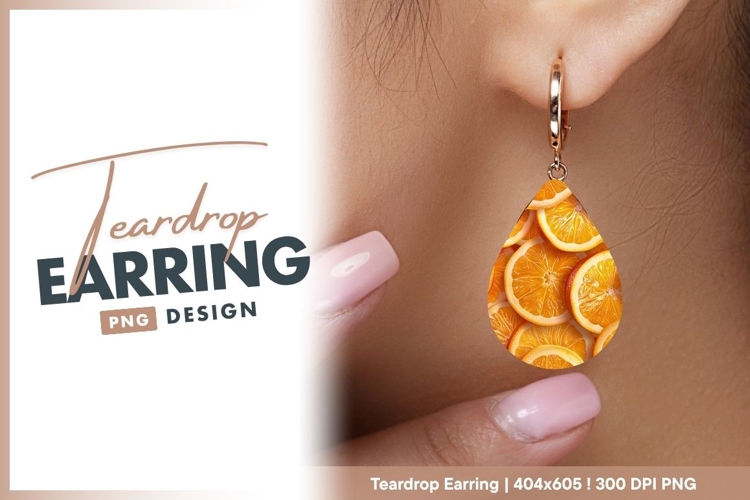 Orange Slices Teardrop Earring Png