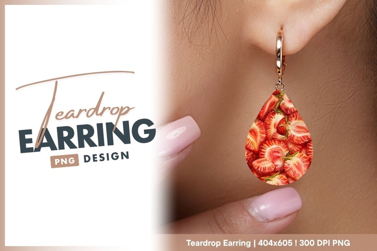 Strawberries Slices Fruit Filling Freshness Teardrop Earring