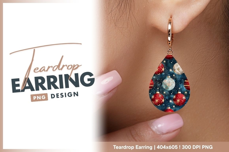Watercolor christmas baubles holiday Teardrop Earring