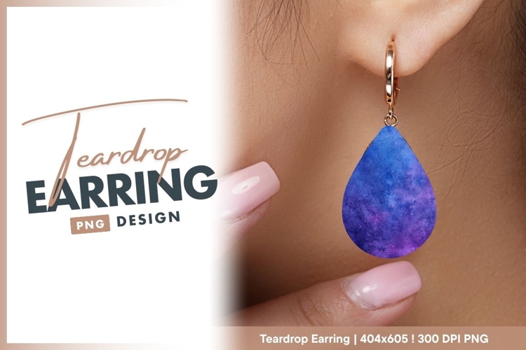 Watercolor texture teardrop shape with Teardrop Earring