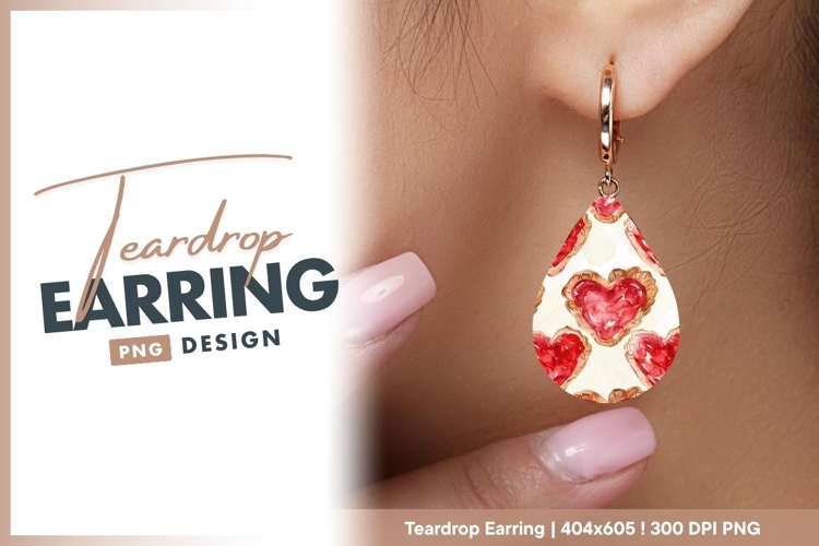 Watercolor heart shaped cookies teardrop earring