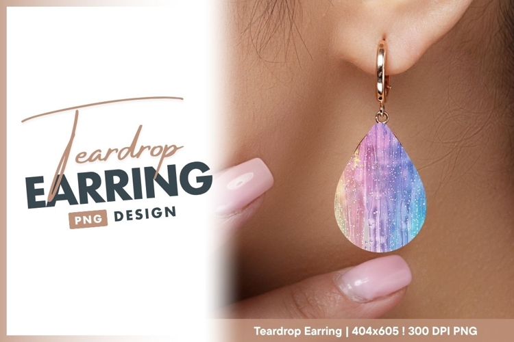 Pastel rainbow water droplets abstract teardrop earring