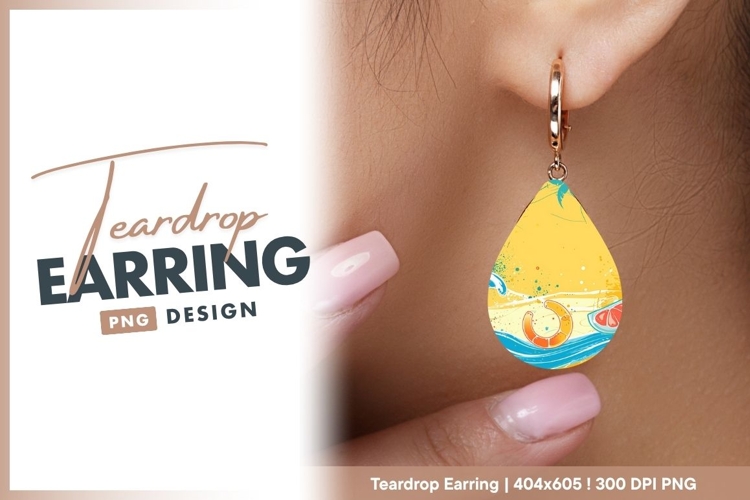 Summer beach vector artwork background with teardrop earring