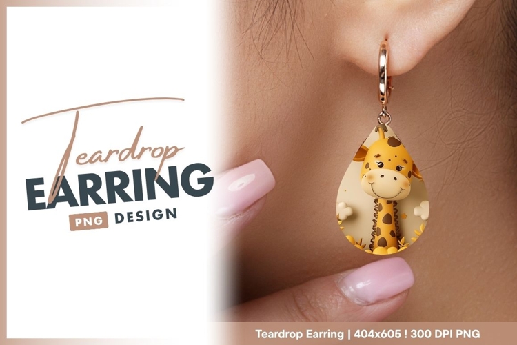 Cute cartoon giraffe teardrop earring png