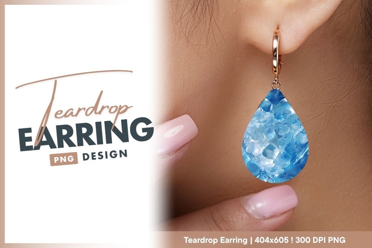 Heart shaped ice cubes closeup refreshing teardrop earring