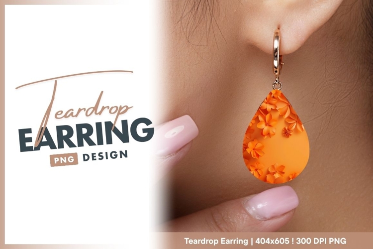 Orange Paper Flowers on Orange Background teardrop earring