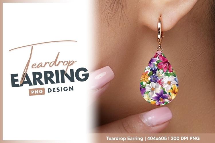 Colorful Floral Pattern with Various teardrop earring