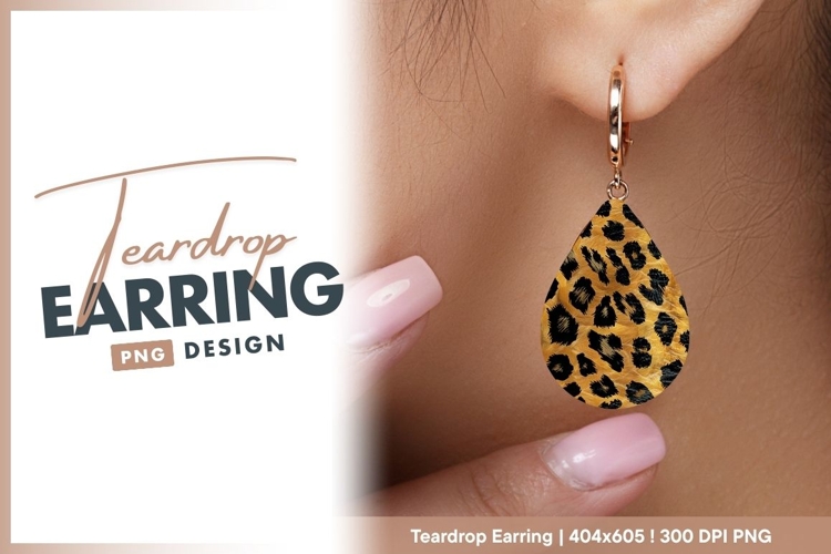 Leopard Print Pattern with Black Spots teardrop earring