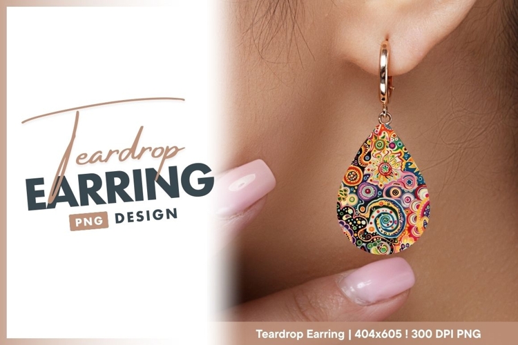 Psychedelic Floral Pattern with Swirls and teardrop earring