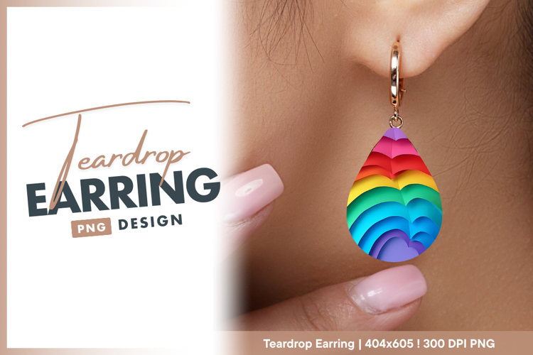 Rainbow paper layers with teardrop shape teardrop earring