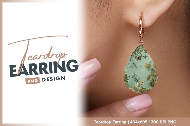 Vintage Botanical Illustration with teardrop earring