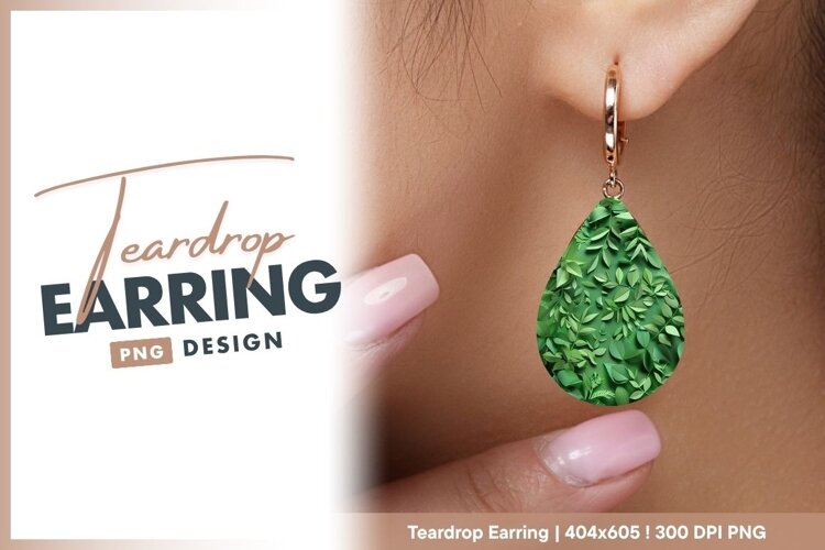Green Paper Cutout Leaves and Foliage teardrop earring example image 1