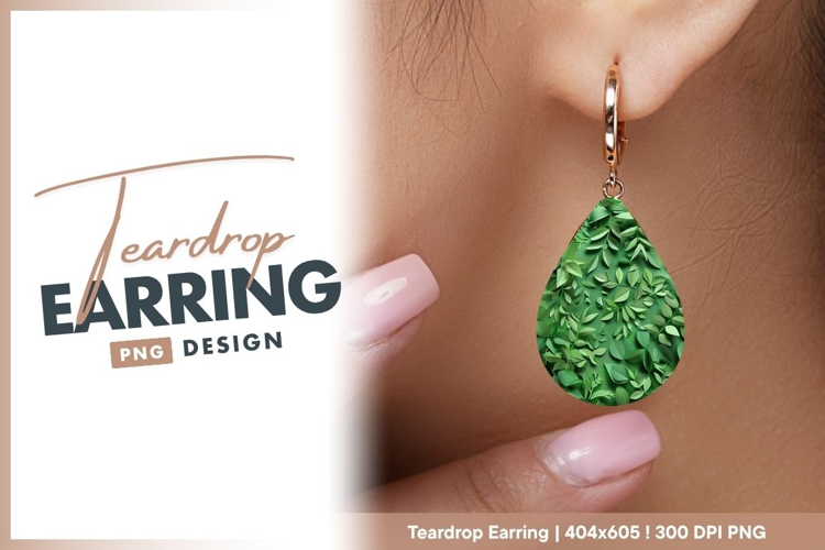 Green Paper Cutout Leaves and Foliage teardrop earring