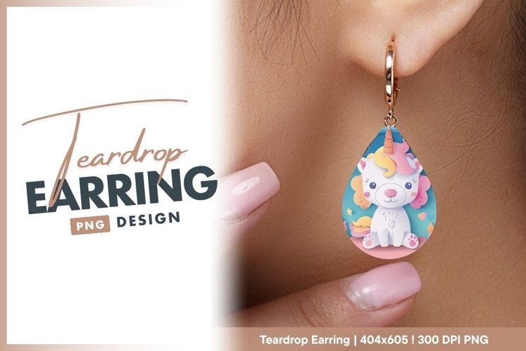 Deer Head with Antlers Adorned with Flowers teardrop earring