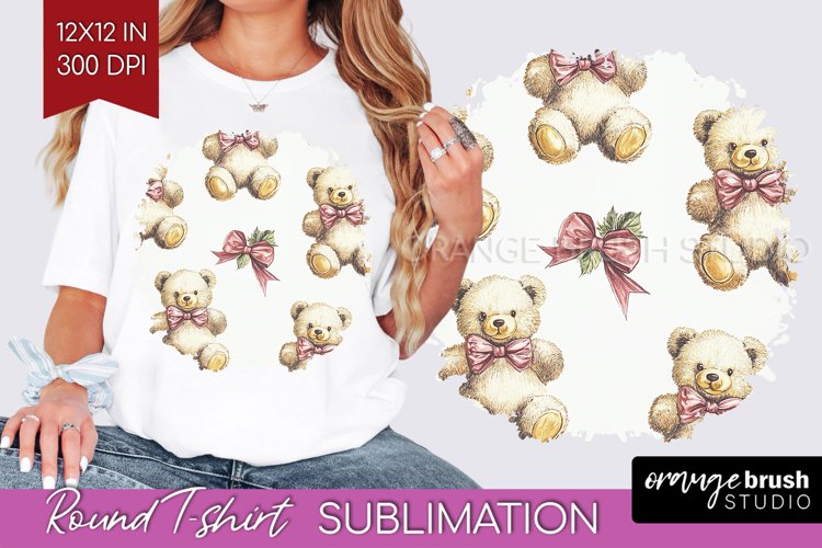 Teddy Bear Round Tshirt Background - Valentine PNG