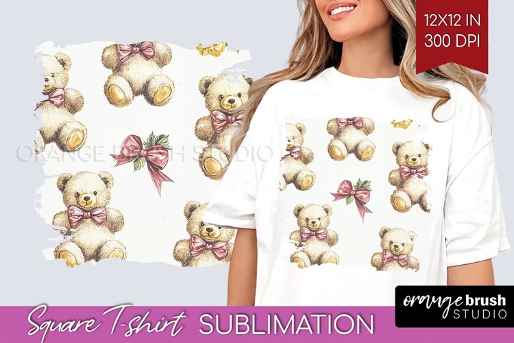 Teddy Bear Square Tshirt Background - Valentine PNG